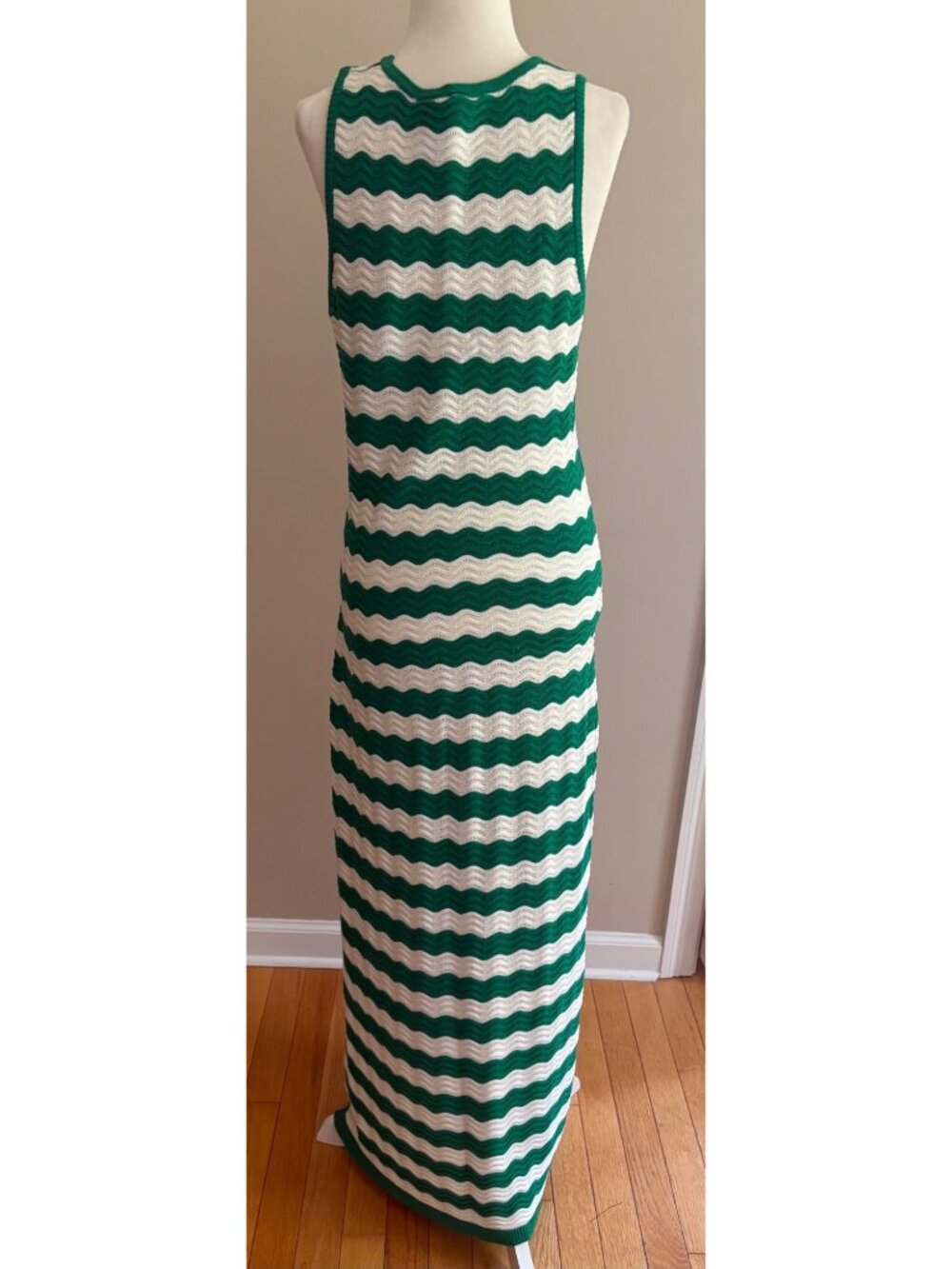 Hyacinth House Tuckernuck Green & White Wavy Knit Stripe Wilder Dress Size M - Picture 5 of 13